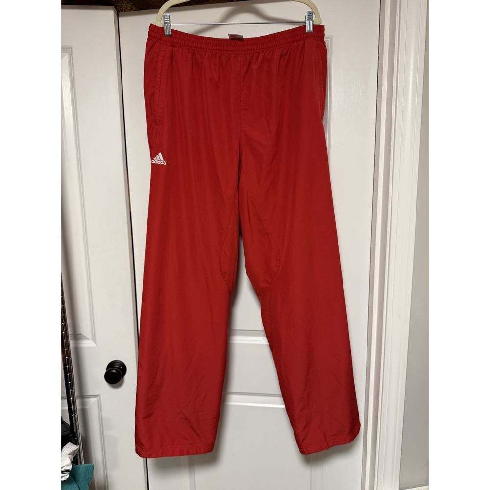 Adidas athletic track pants, Red W/White, Team Performance Climaproof, 2XL